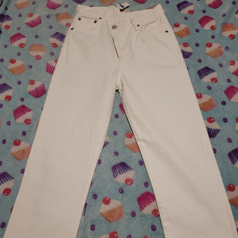 Agolde White Straight Leg Jeans Minimalist Style